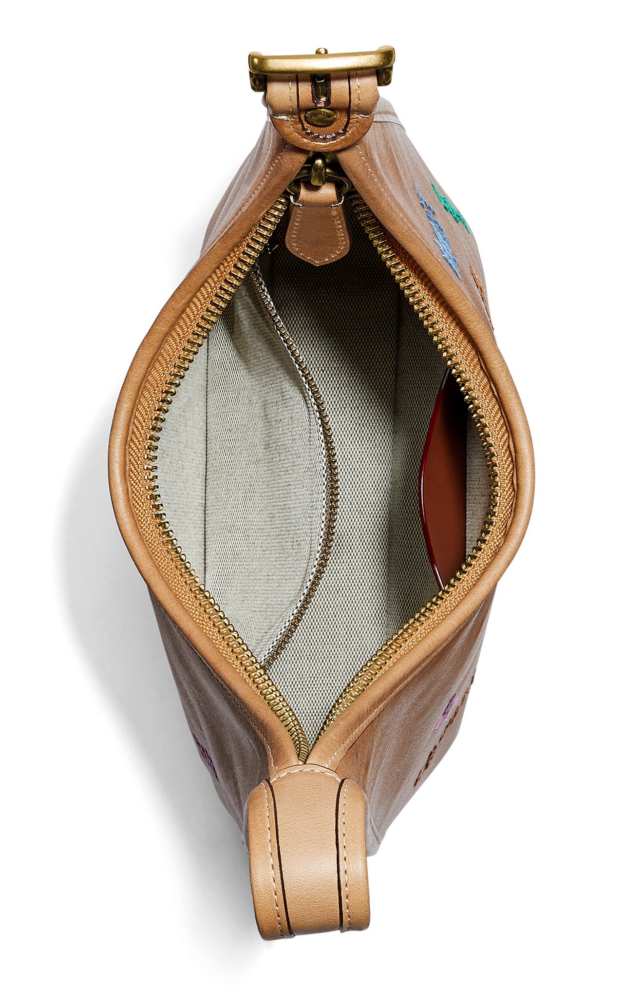 The Coach Originals Ergo Embroidered Leather Shoulder Bag, Alternate, color, BRASS/ TUMERIC ROOT