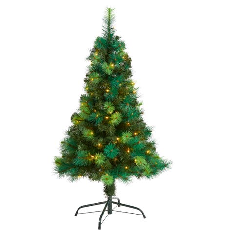 4-ft Assorted Green Scotch Pine Artificial Christmas Tree with 70 LED Lights