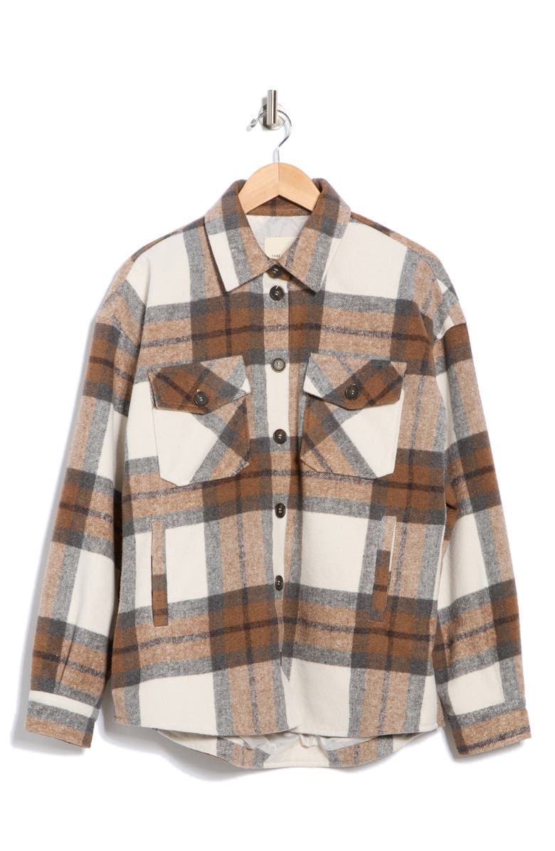Thread & Supply Plaid Shacket, Alternate, color, Brown Grey
