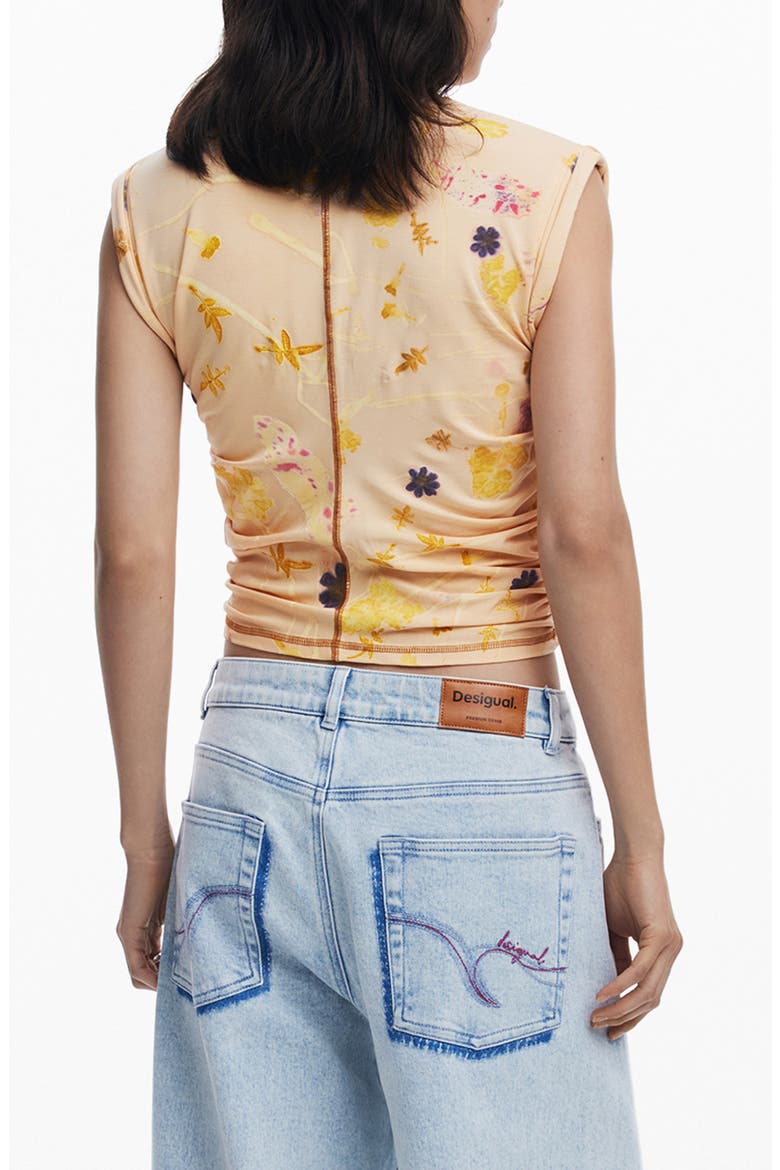 Floral Exposed Seam Top, Alternate, color, BEIGE