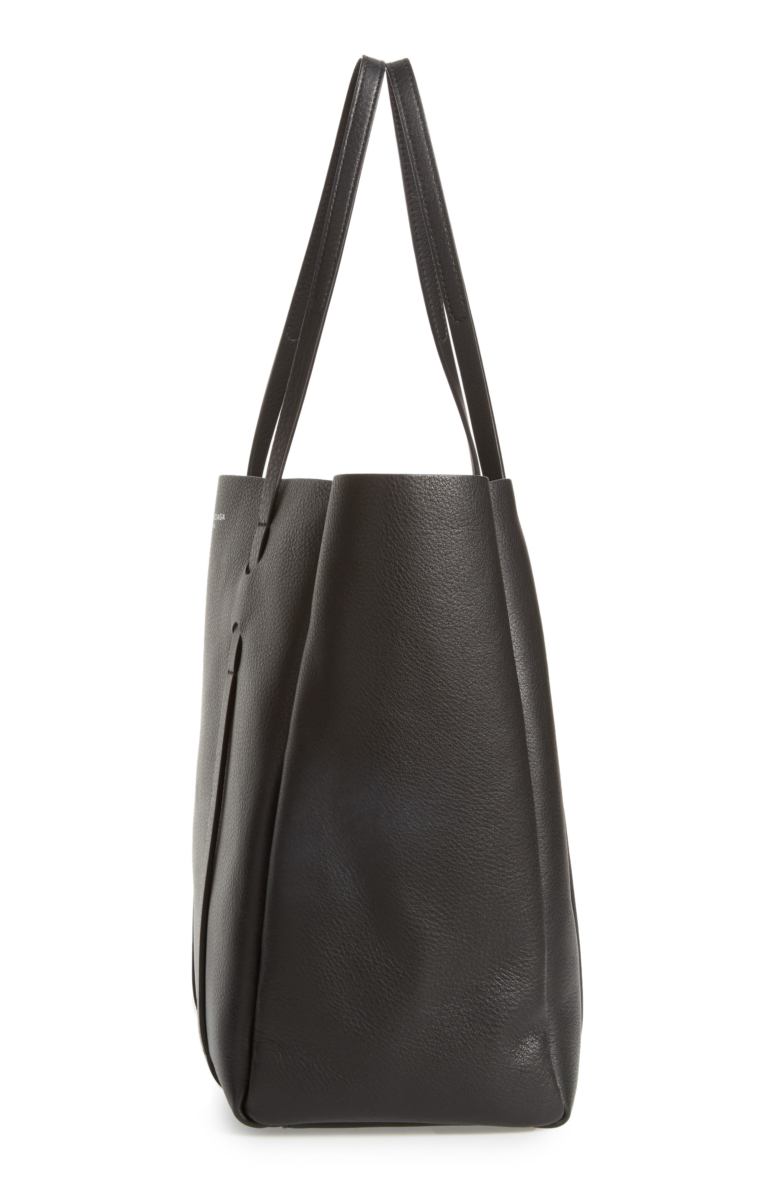Small Everyday Calfskin Tote, Alternate, color, NOIR/ NOIR