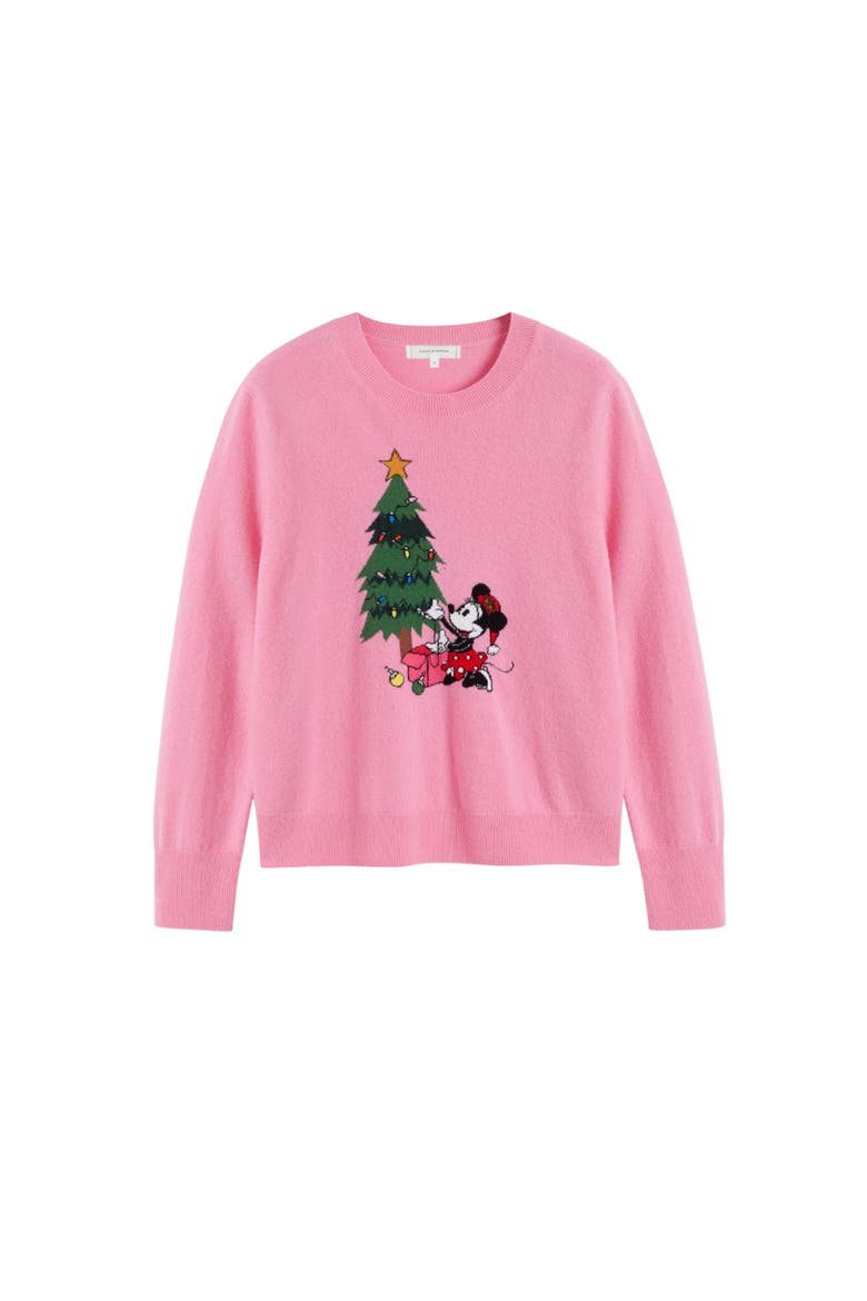 Wool-Cashmere Minnie Christmas Sweater, Alternate, color, Pink