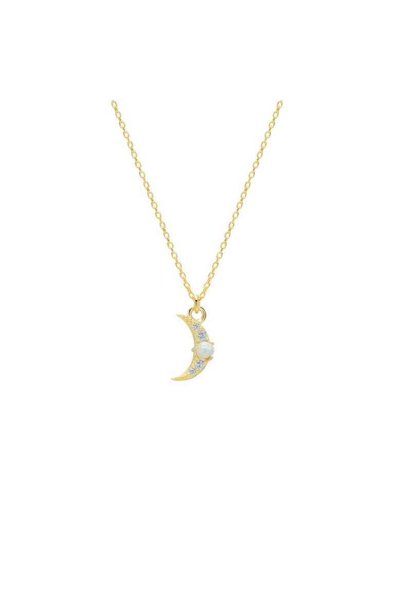 Crescent New Moon Opal Sterling Silver Necklace, Main, color, White