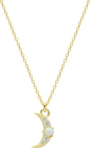 Spero London Crescent New Moon Opal Sterling Silver Necklace