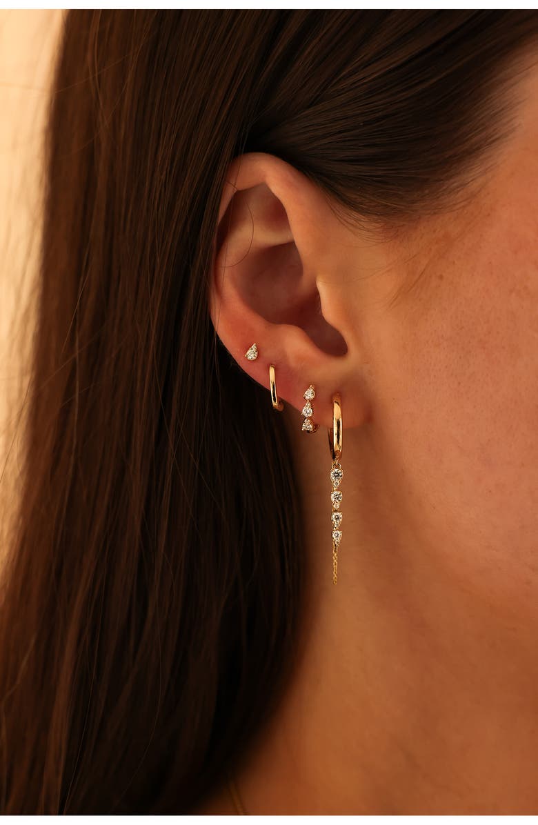 Dana Rebecca Designs Sophia Ryan Diamond Drop Huggie Hoop Earrings, Alternate, color, Yellow Gold/ Diamond