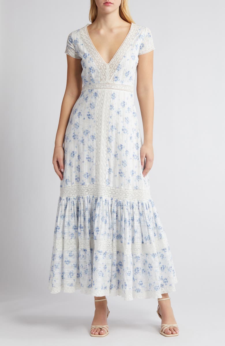 LoveShackFancy Vermella Short Sleeve Cotton Maxi Dress, Main, color, 