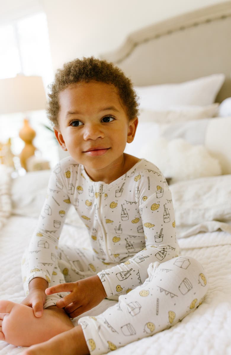 Bellabu Bear Kids' Milk & Cookies Convertible Footie Pajamas, Alternate, color, 