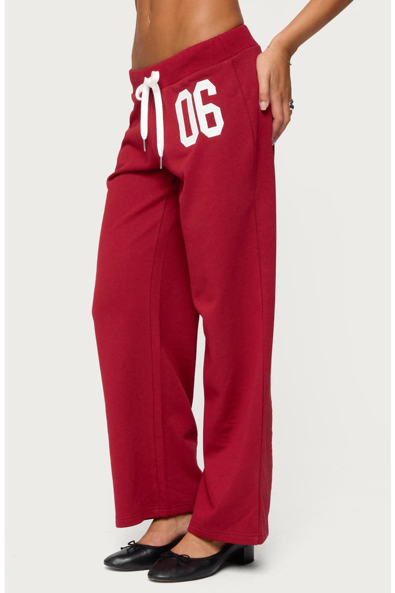 06 Wide Leg Cotton Blend Drawstring Sweatpants, Alternate, color, BURGUNDY
