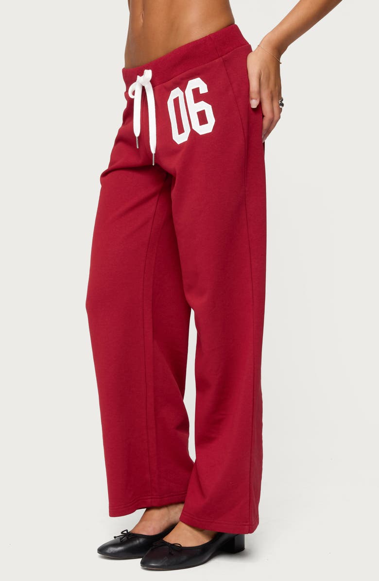 EDIKTED 06 Wide Leg Cotton Blend Drawstring Sweatpants, Alternate, color, Burgundy