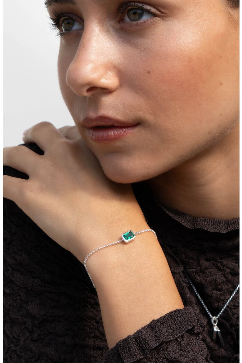 Green Garnet Octagon Chain Bracelet, Alternate, color, Sterling Silver