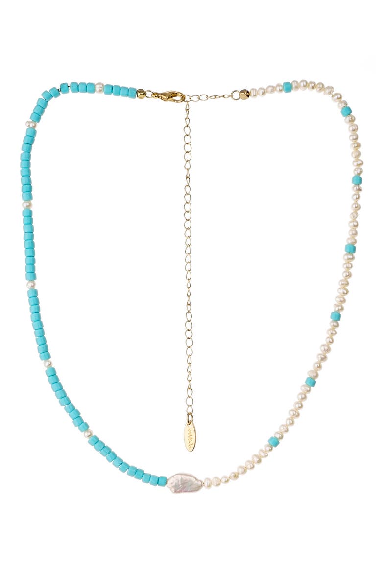 Genuine Pearl & Bead Necklace, Main, color, GOLD