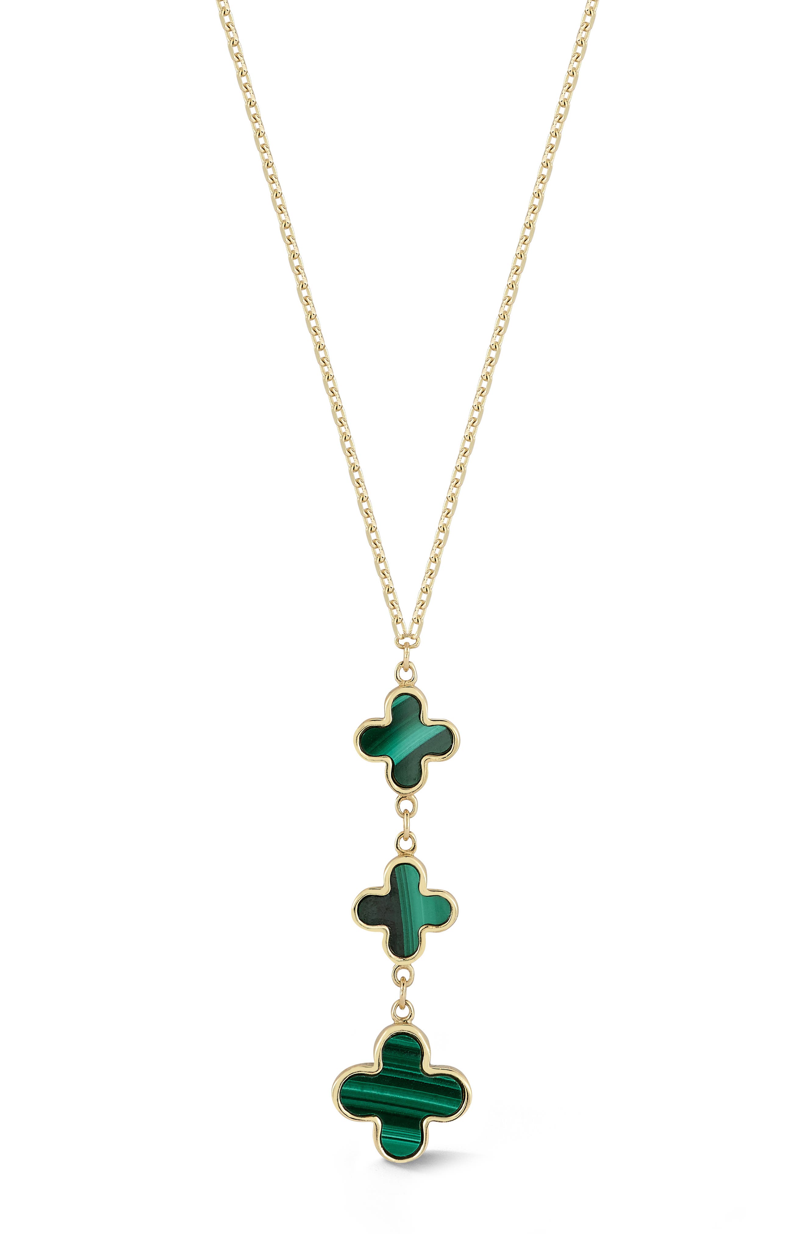 Ember Fine Jewelry 14k Gold Turquoise Clover Y-Necklace