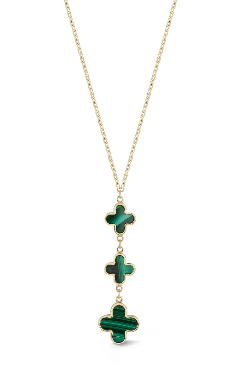 Ember Fine Jewelry 14k Gold Turquoise Clover Y-Necklace, Main, color, Gold/Green