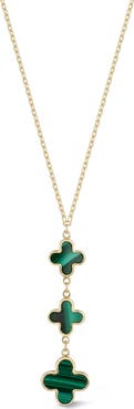 Ember Fine Jewelry 14k Gold Turquoise Clover Y-Necklace