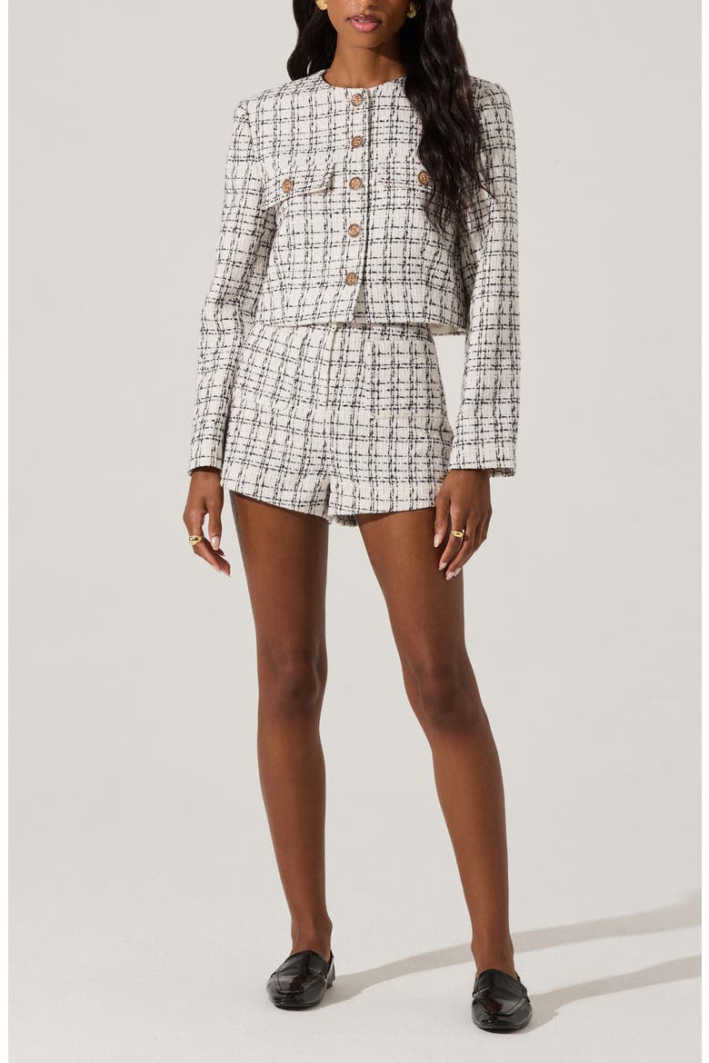 Tweed Crop Jacket, Alternate, color, WHITE BLAC
