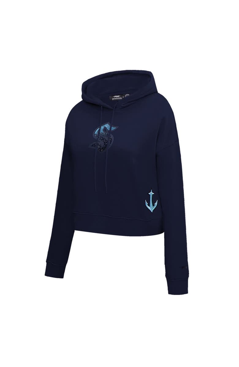 PRO STANDARD Women's Pro Standard  Deep Sea Blue Seattle Kraken Jewels Cropped Pullover Hoodie, Alternate, color, Navy