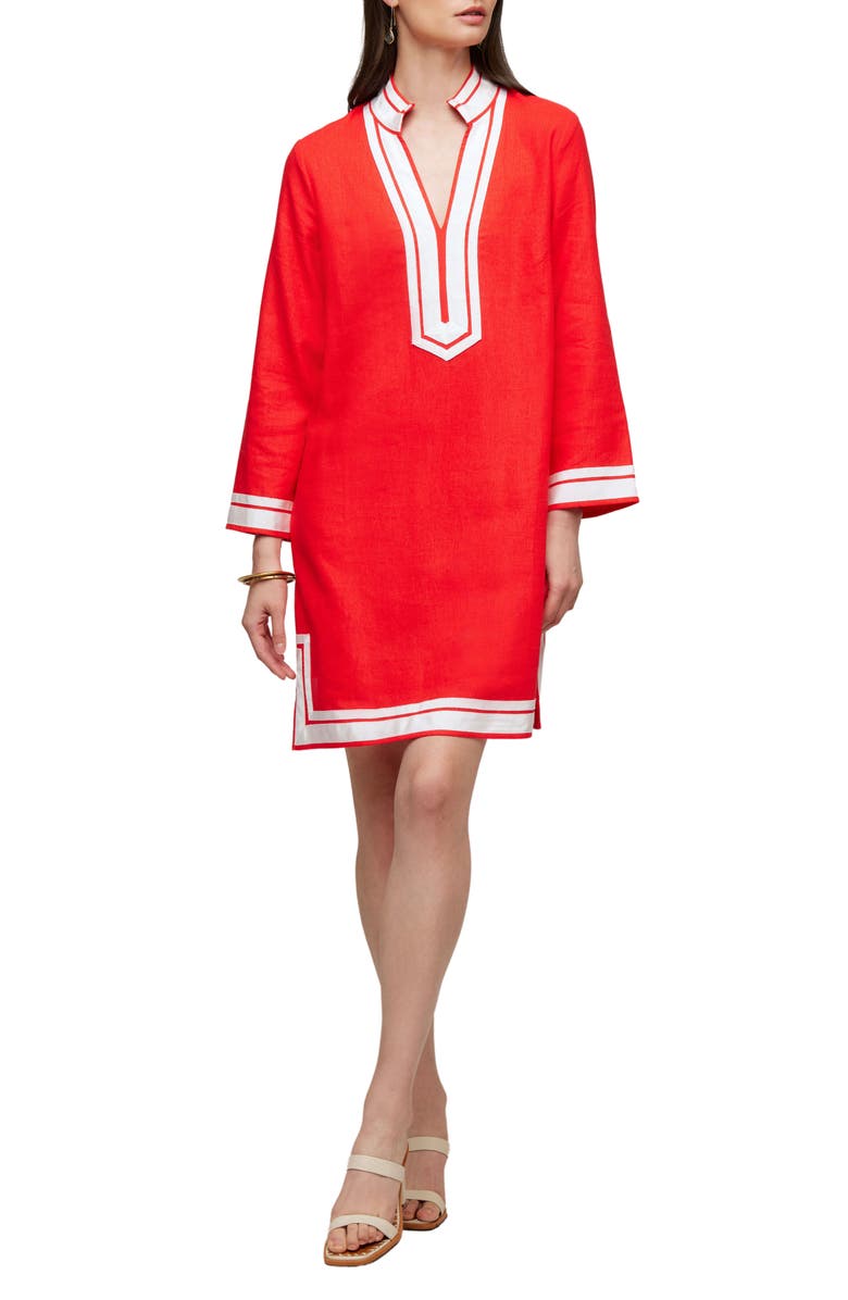 Karen Kane The St. Tropez Long Sleeve Linen Blend Shift Dress, Main, color, 