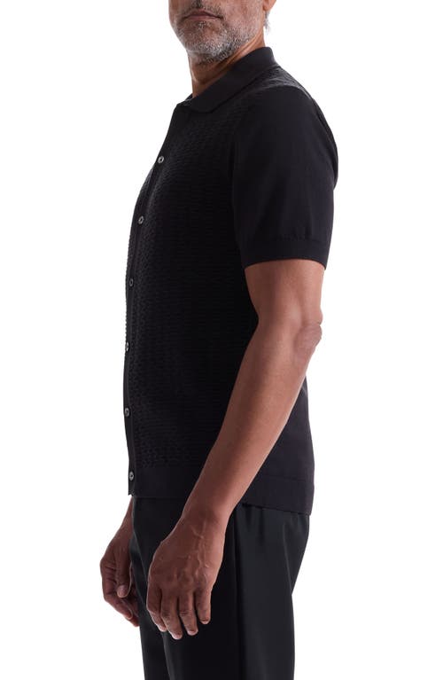 Bugatchi Short Sleeve Cardigan In Black