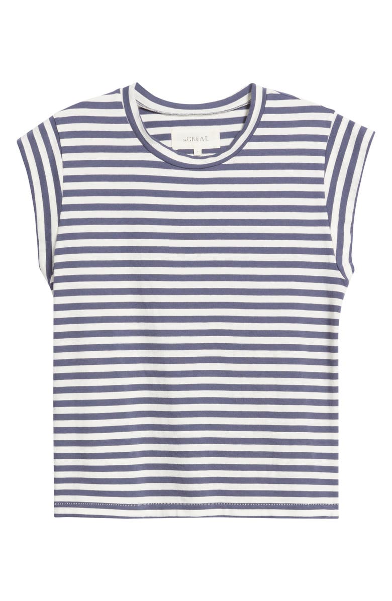 THE GREAT. The Peak Stripe Cotton Top, Alternate, color, Vintage Blue Stripe