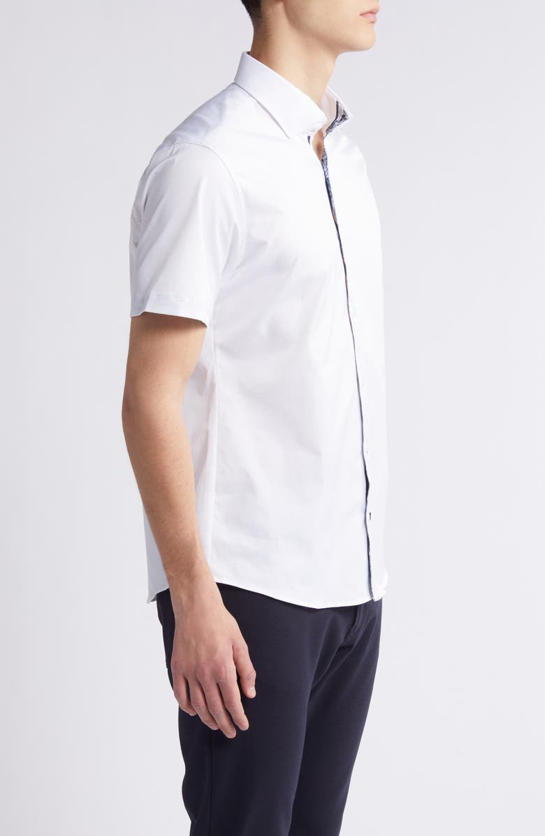 Stone Rose Solid DryTouch<sup>®</sup> Slim Fit Short Sleeve Twill Button-Up Shirt, Alternate, color, 