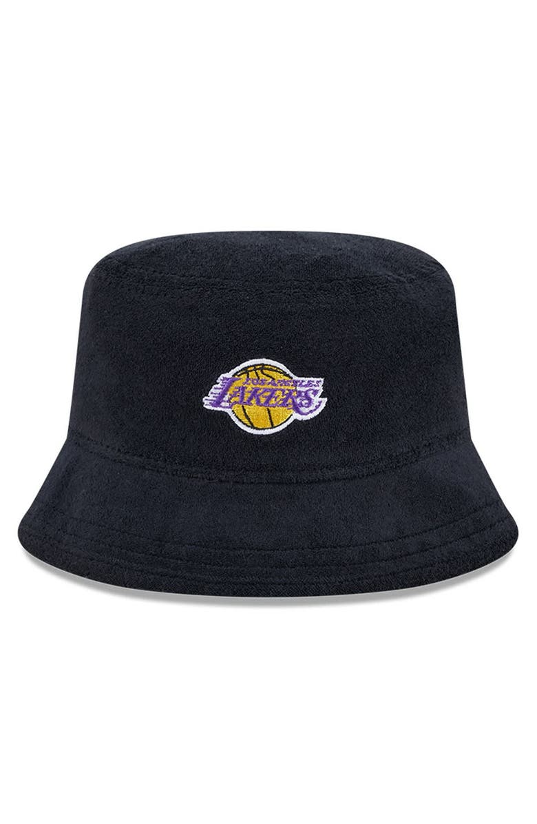 New Era Men's New Era Black Los Angeles Lakers Court Sport Terry Bucket Hat, Alternate, color, 