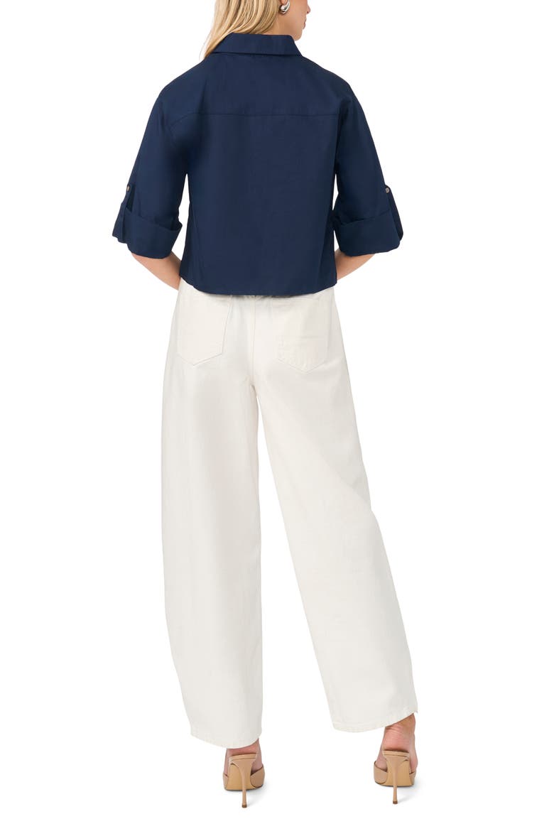 Boxy Cotton Poplin Button-Up Shirt, Alternate, color, CLASSIC NAVY