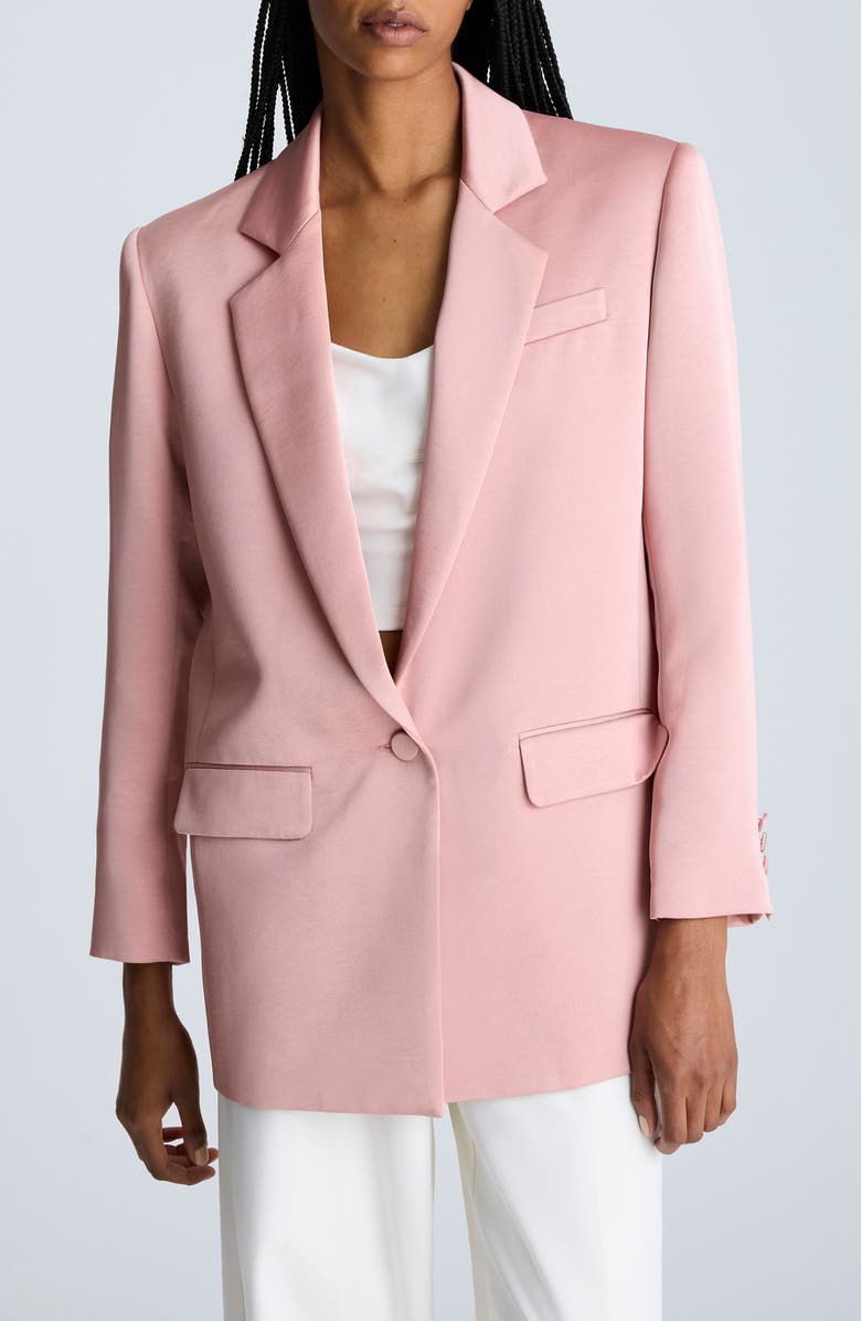 Kenneth Cole One-Button Satin Twill Blazer, Main, color, Rose