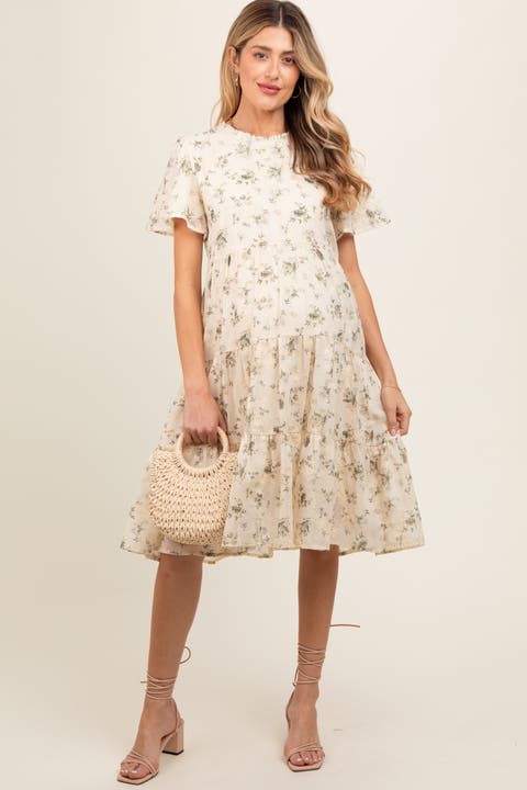 Floral Print Eyelet Lace Dress