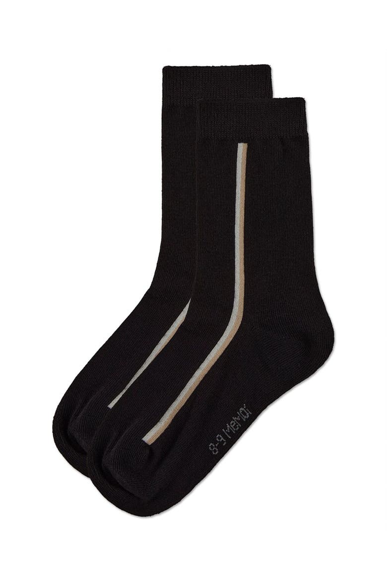 Dual-Stripe Fine-Gauge Crew Sock, Alternate, color, Black