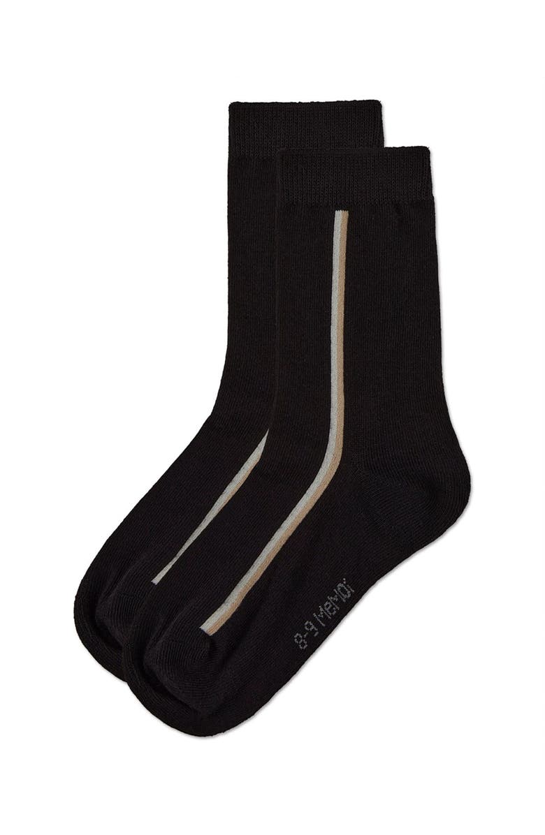 MeMoi Dual-Stripe Fine-Gauge Crew Sock, Alternate, color, Black