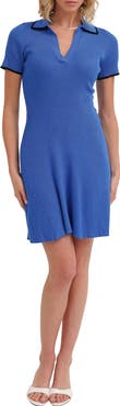 CYRUS Short Sleeve Ribbed Fit & Flare Sweater Dress