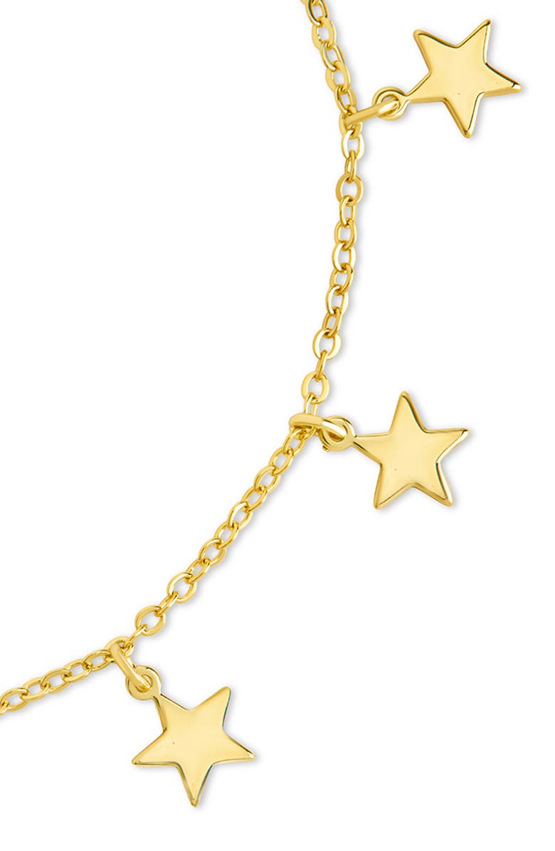 Sterling Forever Sabina Star Charm Anklet, Alternate, color, Gold