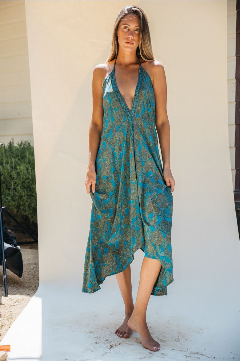 Classic Silk Dress Dandelion, Alternate, color, Teal