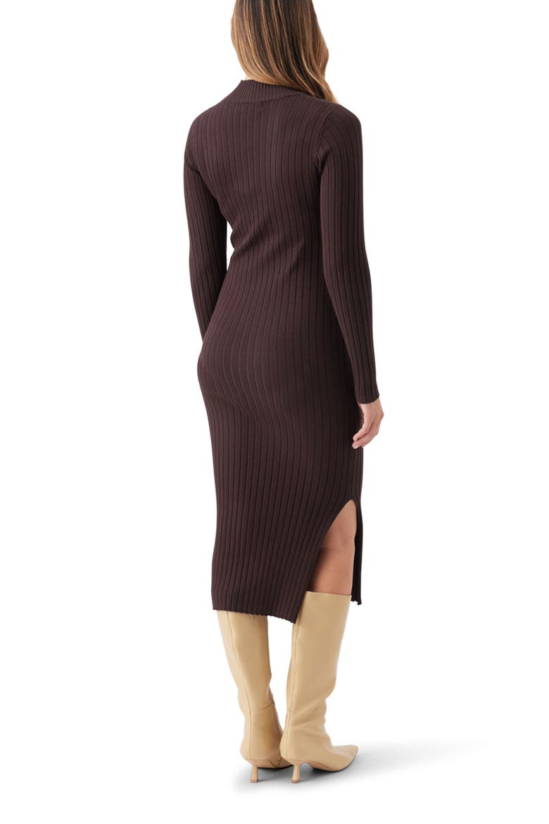 Nella Knit Ribbed Maternity and Nursing Midi Dress, Alternate, color, Cocoa