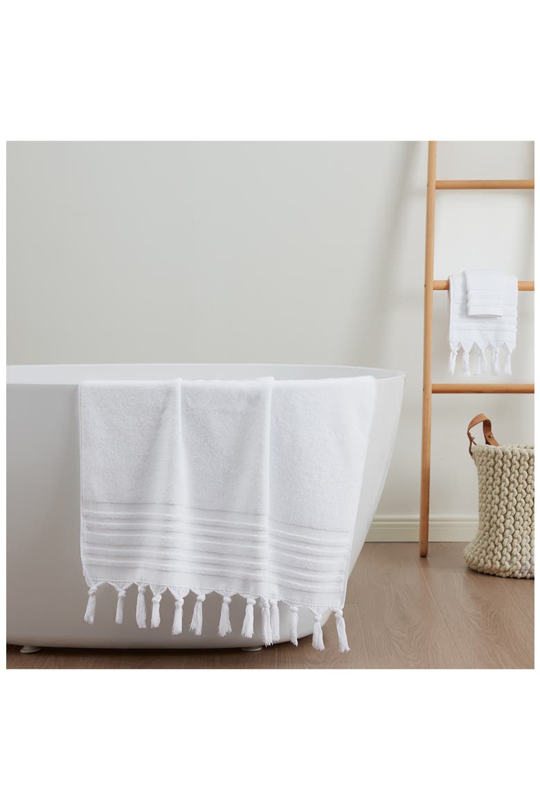Ava Tied Fringe Bath Towel, Alternate, color, BRIGHT WHITE