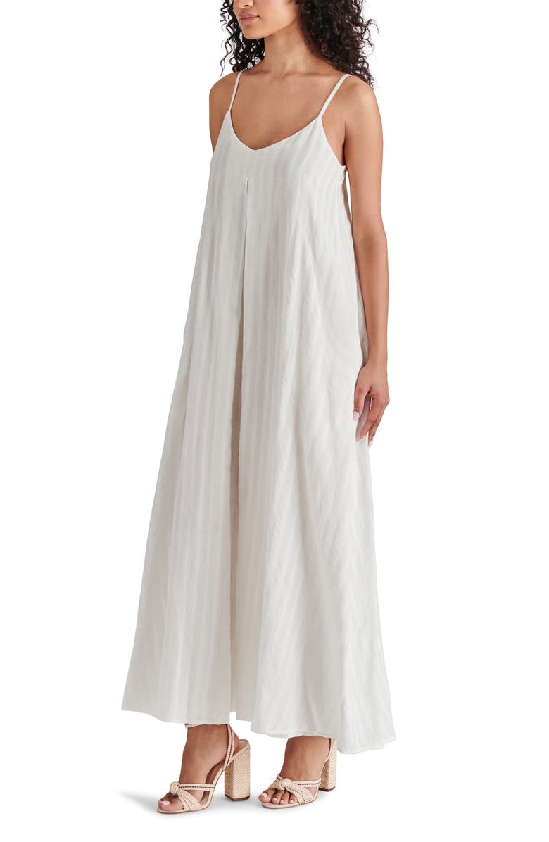 Steve Madden Stripe Inverted Pleat Cotton Maxi Dress, Alternate, color, 