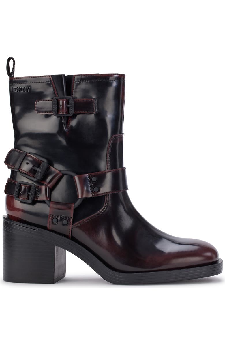 DKNY Nolan Harness Bootie, Alternate, color, Black / Wine
