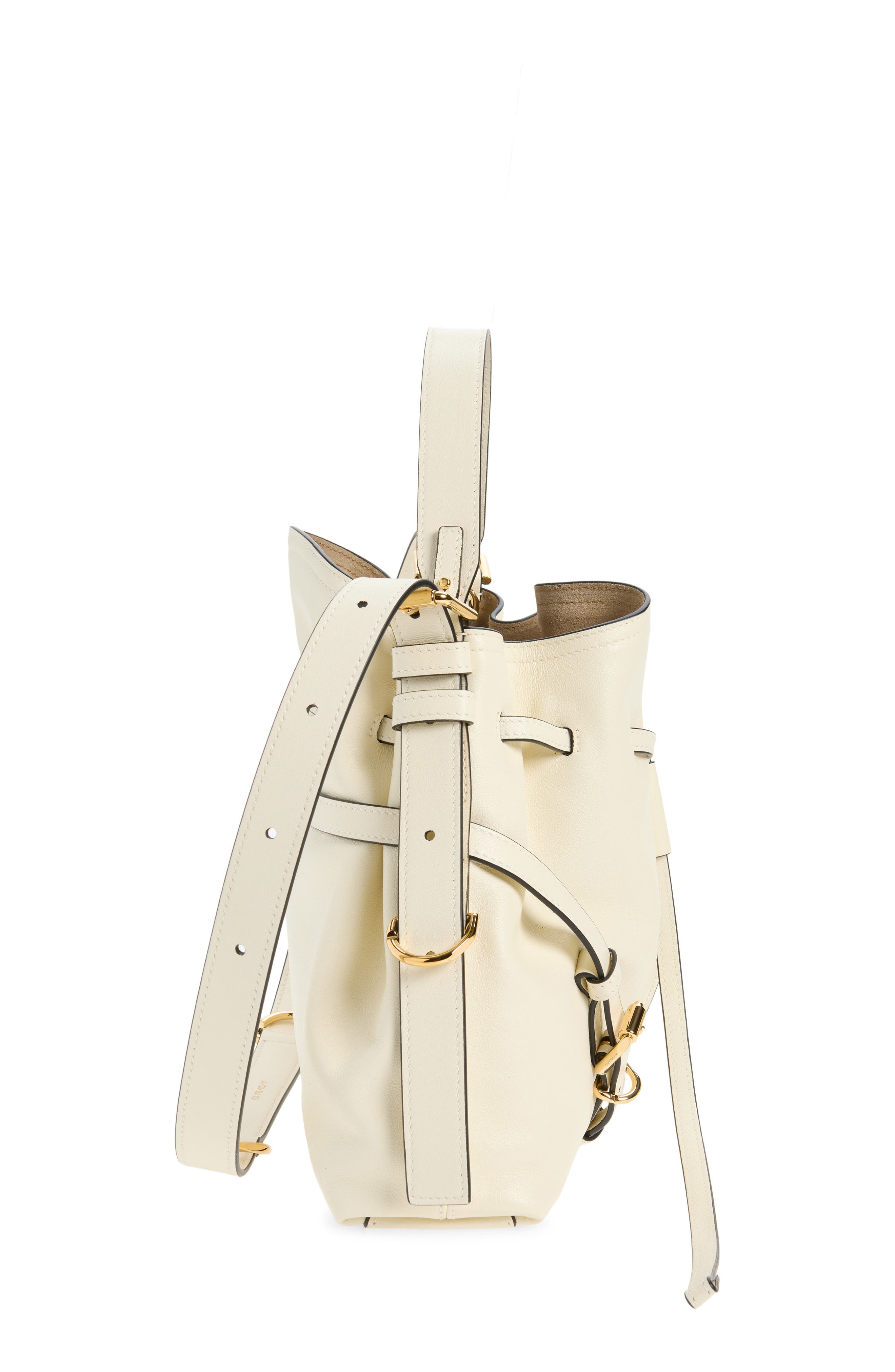 Small Voyou Leather Bucket Bag, Alternate, color, IVORY