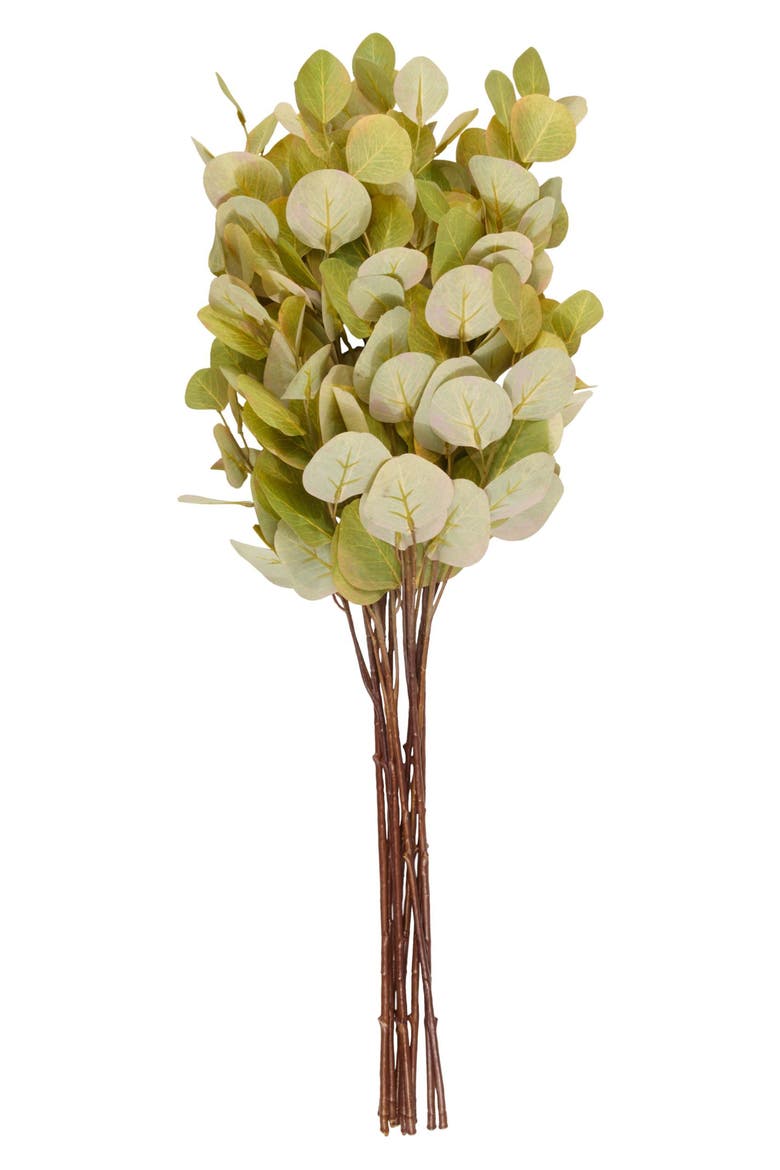 Set of 12 Eucalyptus Artificial Stems, Alternate, color, GREEN