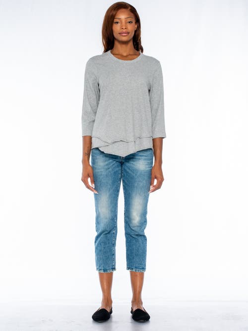 Wilt Clothing Shrunken Crew 3/4 Sleeve Mock Layer Tee In Blue