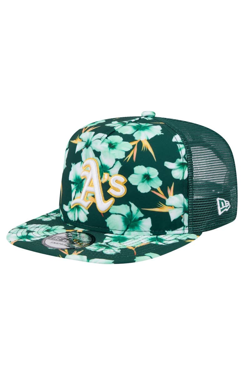 New Era Men's New Era Green Athletics Adventure Pattern Golfer Trucker Snapback Hat, Main, color, Green