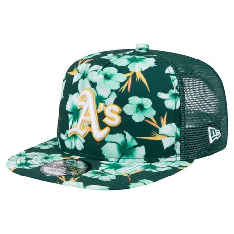 Men's New Era Green Athletics Adventure Pattern Golfer Trucker Snapback Hat