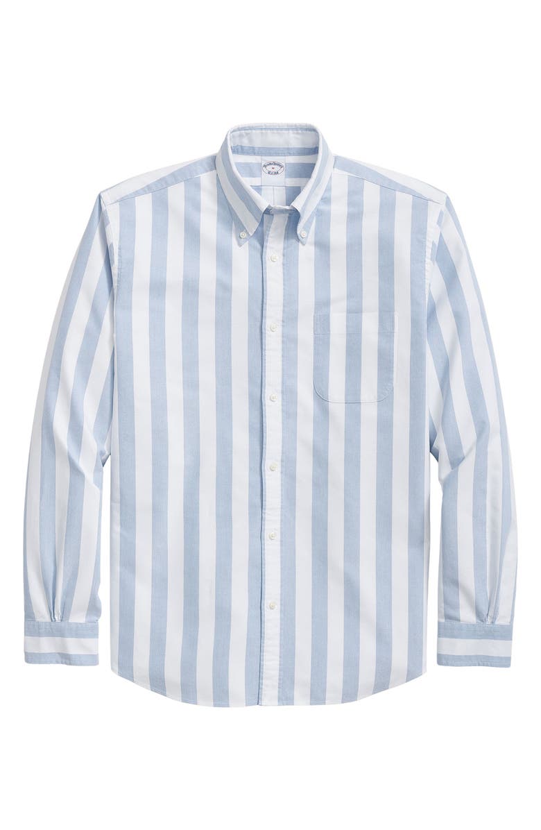 Brooks Brothers Friday Regular Fit Regatta Stripe Cotton Button-Down Oxford Shirt, Main, color, Blue