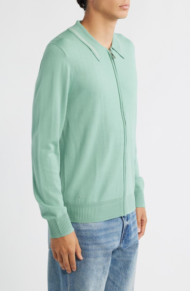 PS Paul Smith Merino Wool Zip Sweater, Alternate, color, Green