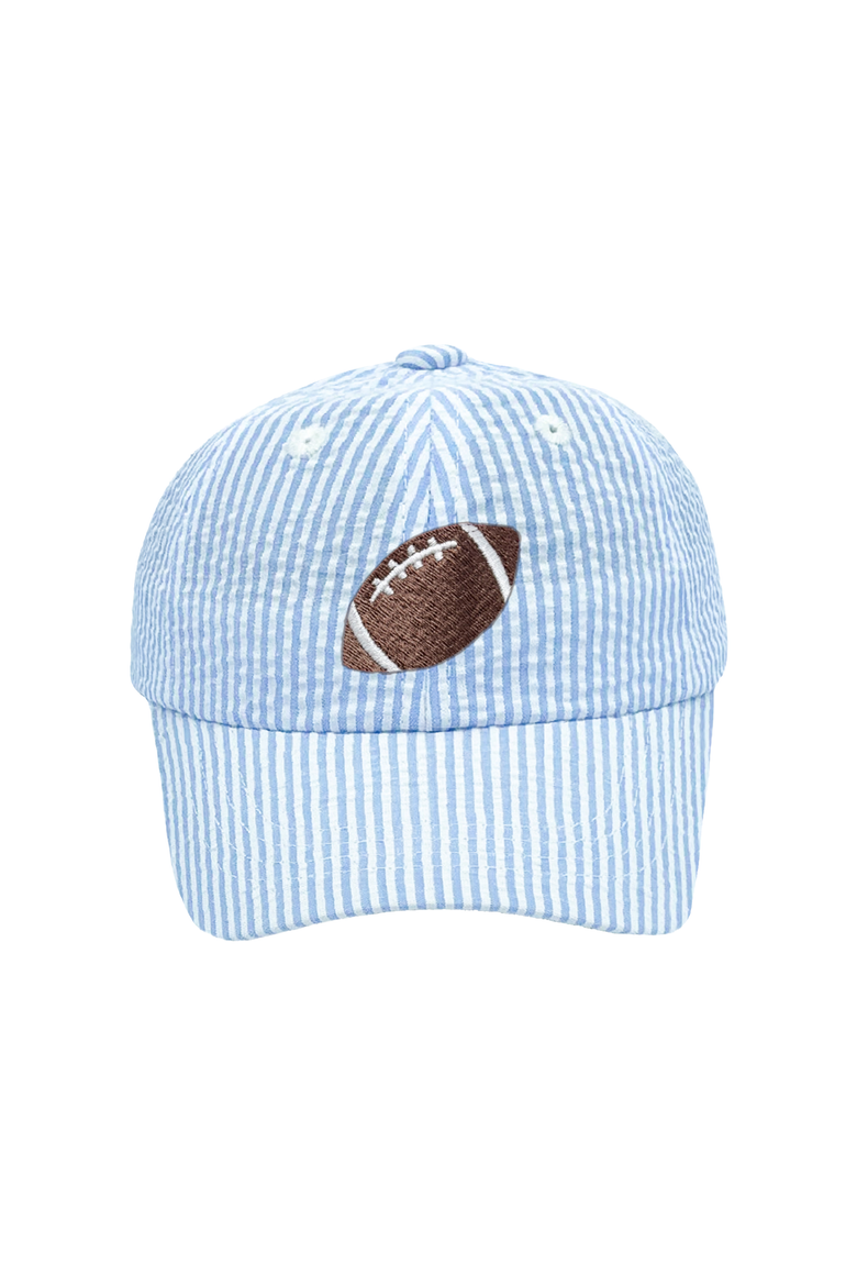 Football Seersucker Baseball Hat, Main, color, Blue