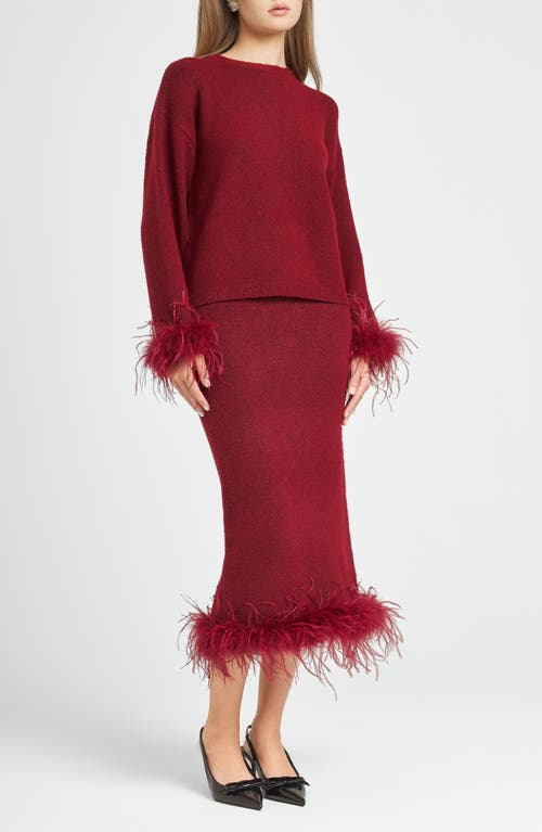 Shop Wayf Sadie Feather Trim Knit Skirt