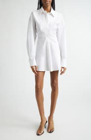 Alexander Wang Zip Cinch Long Sleeve Stretch Cotton Mini Shirtdress