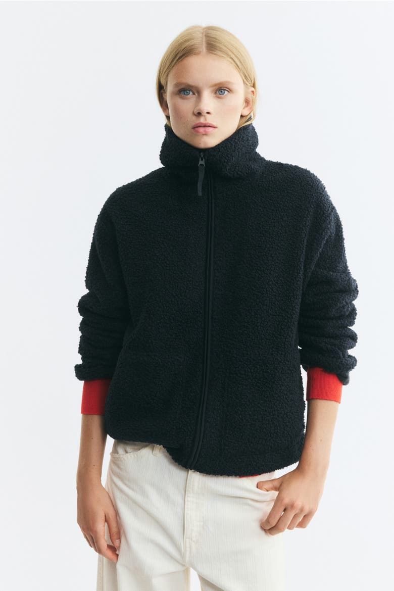 Teddy Fleece Jacket, Alternate, color, Navy blue