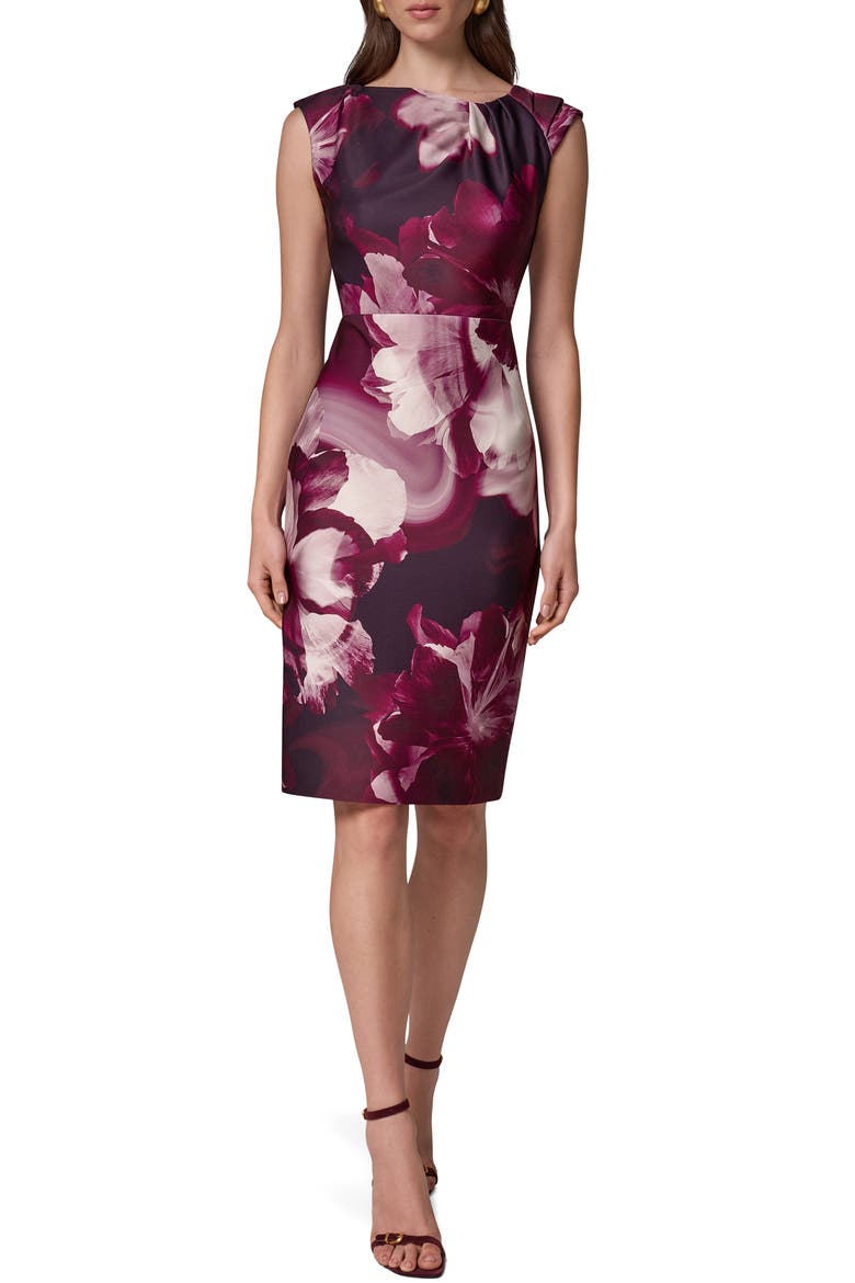 Floral Sleeveless Sheath Dress, Main, color, BLACK CHERRY MULTI