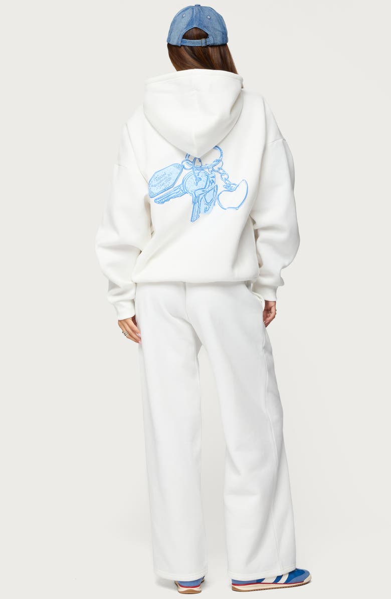 EDIKTED Keychain Cutie Straight Leg Sweatpants, Alternate, color, White